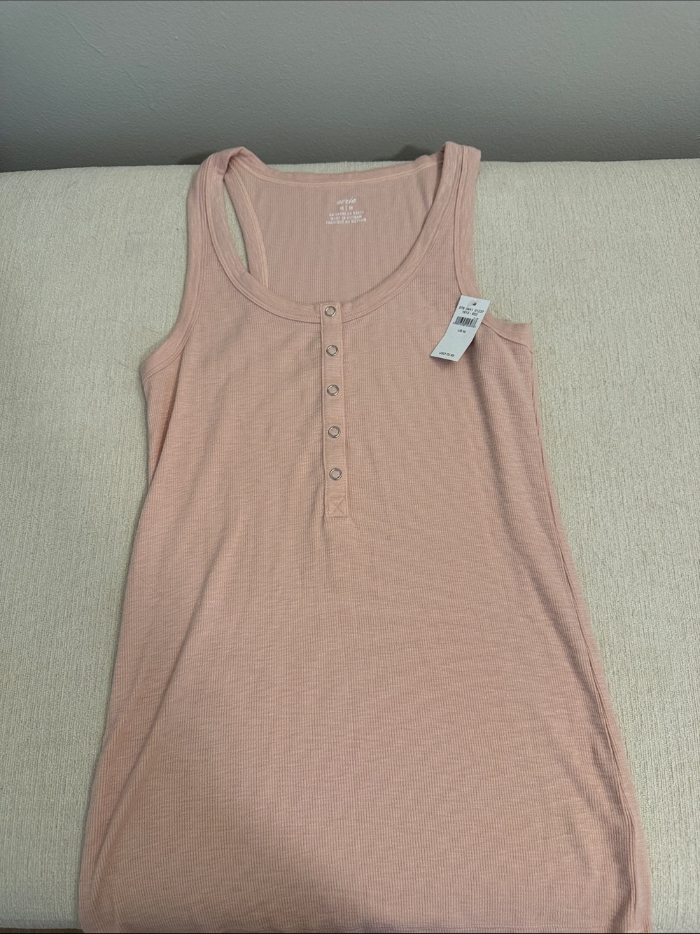 aerie Ribbed Henley Tank Top - Blush